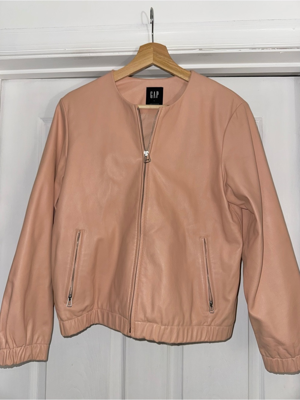 GAP Leather Bomber Jacket Blush Peach L